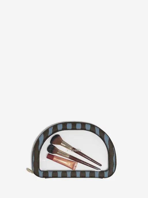 Chocolate and Blue Stripe Vanity Case