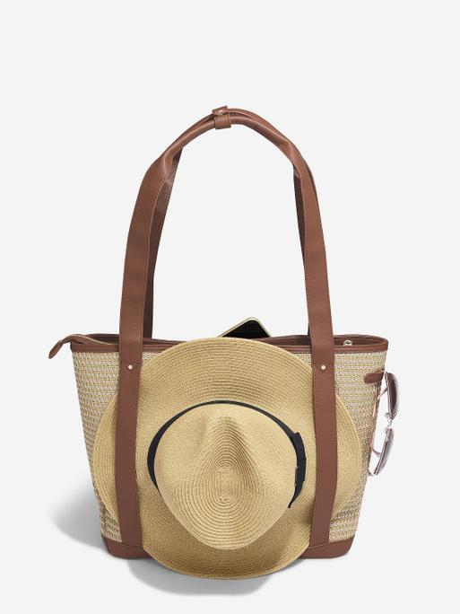 Tan Raffia Tote Bag