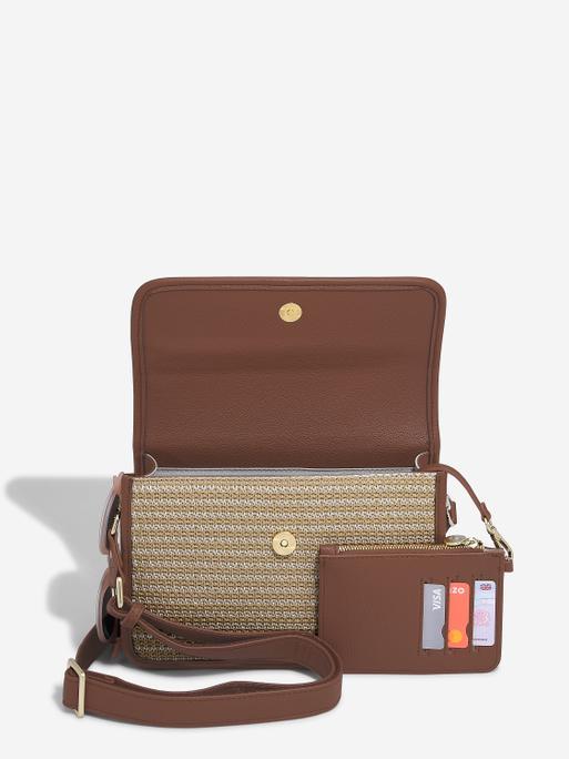 Tan Raffia Crossbody Bag