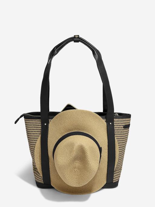 Black Raffia Tote Bag