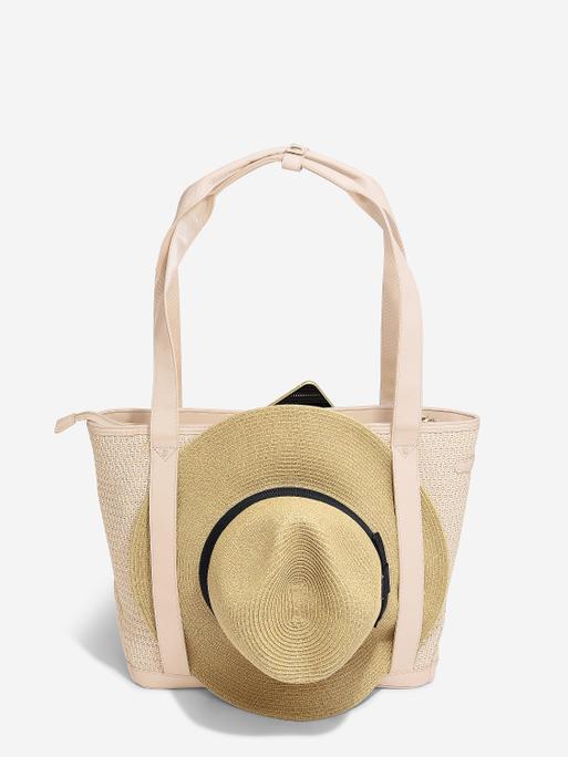 Blush Raffia Tote Bag
