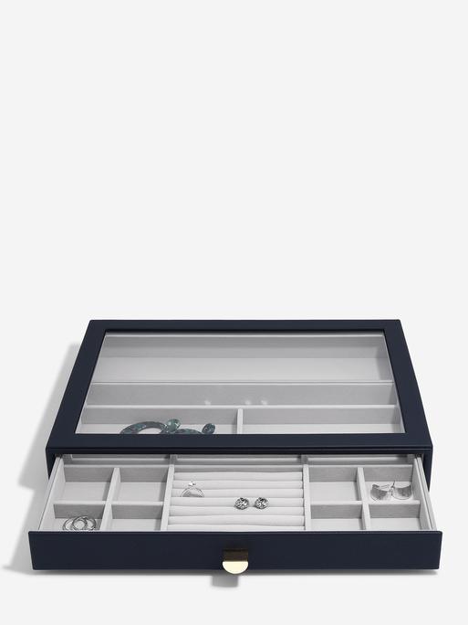 Navy Pebble Supersize Display Jewellery Box Set of 2