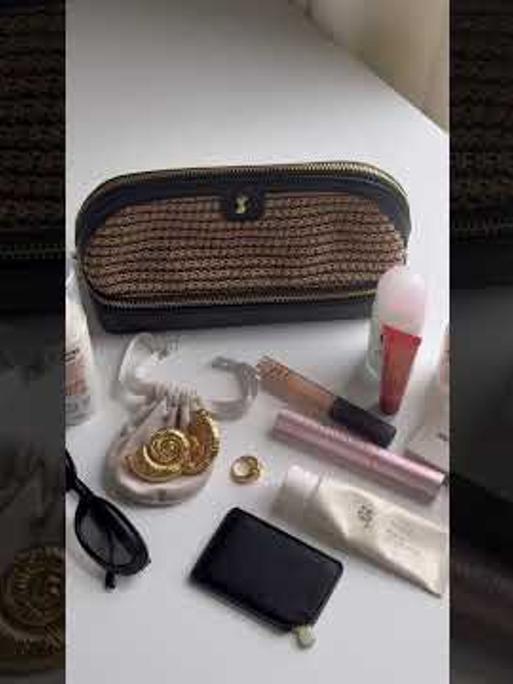 Black Raffia Cosmetic Bag