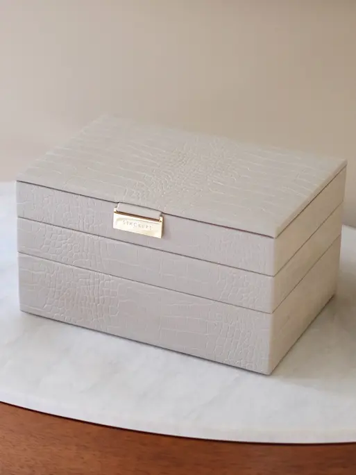 Szkatułka na biżuterię Stackers Croc potrójna classic putty