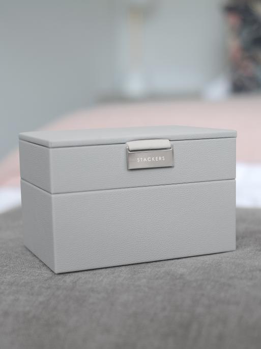 Szürke Pebble Mini ékszerdoboz szett 2 tálcás