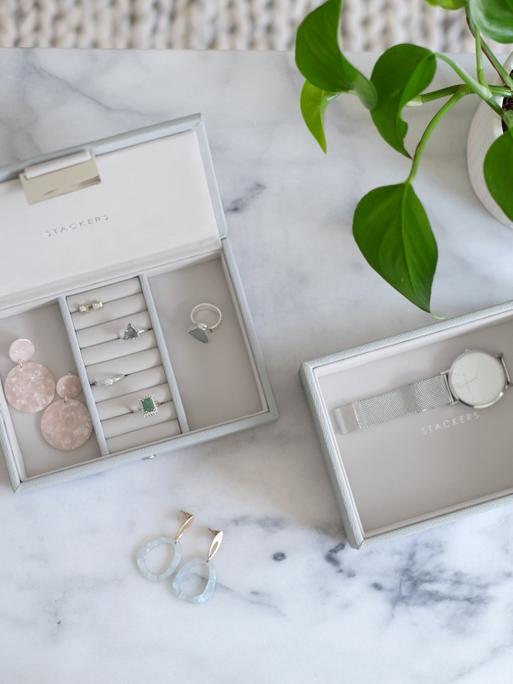 Szürke Pebble Mini ékszerdoboz szett 2 tálcás