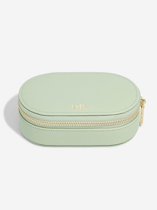 Stackers Oval Travel Jewellery Case, Sage Green