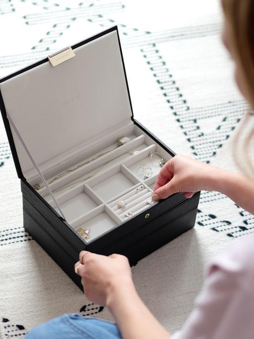 Black Classic Jewellery Box Set of 3