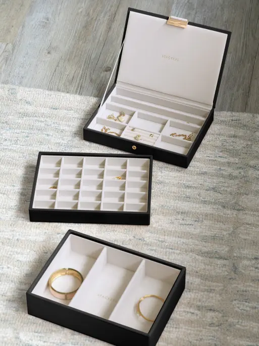 Black Classic Jewellery Box Set of 3