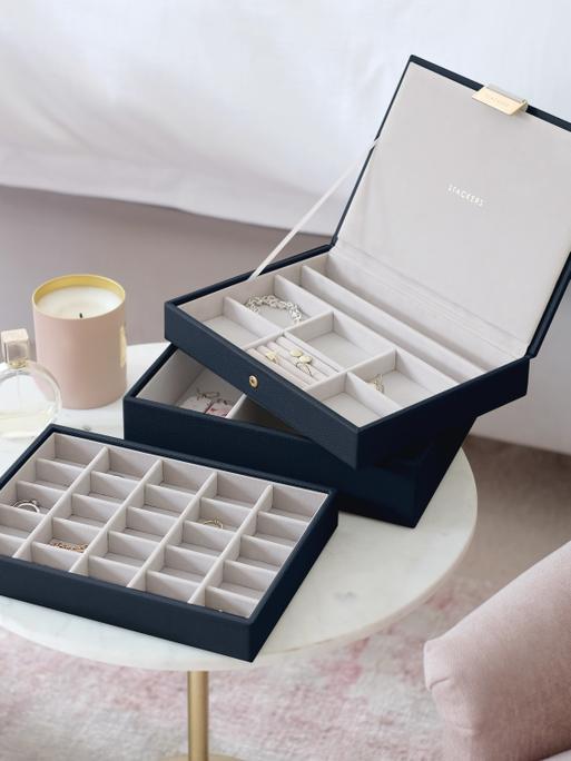Navy Pebble Classic Jewellery Box