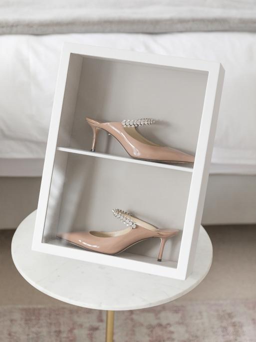 White Shoe Glass Display Frame