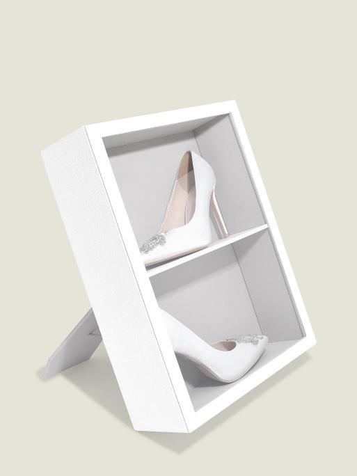White Shoe Glass Display Frame