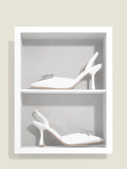 White Shoe Glass Display Frame