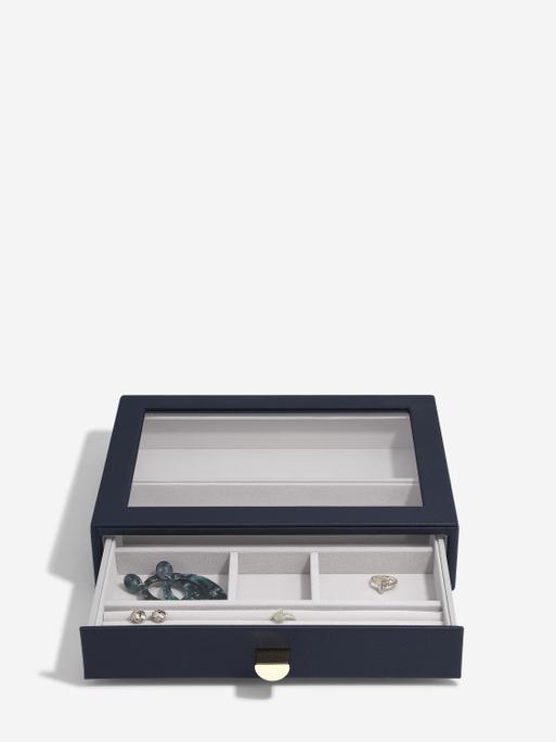 Navy Pebble Classic Jewellery Box (with drawers)