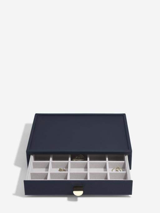 Navy Pebble Classic Jewellery Box  - Set of 4 (with drawers)