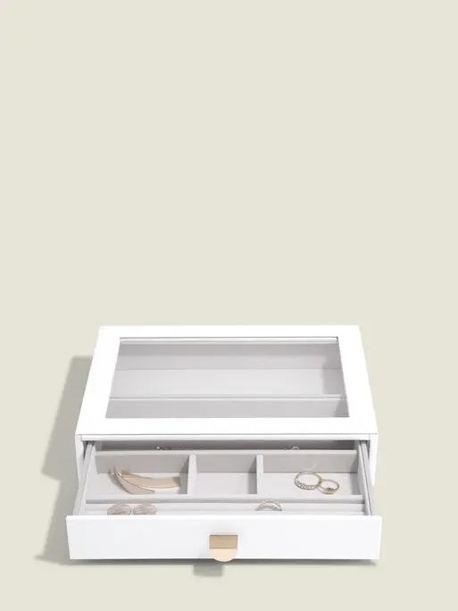 Pebble White Classic Display Jewellery Box Set of 2