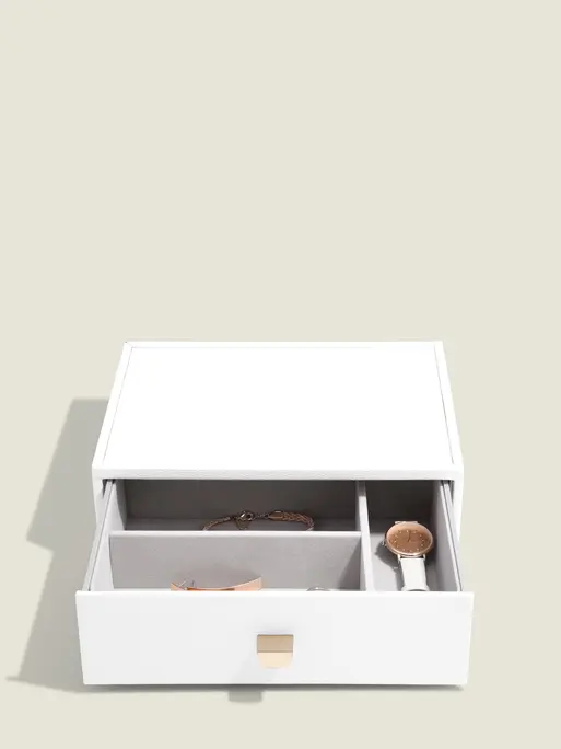 Pebble White Classic Display Jewellery Box Set of 2