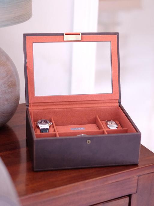 STACKER WATCHBOX 8 PC TOP BROWN / ORANGE