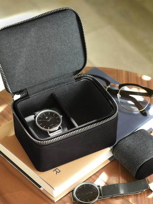 Black Large Zipped Watch Box