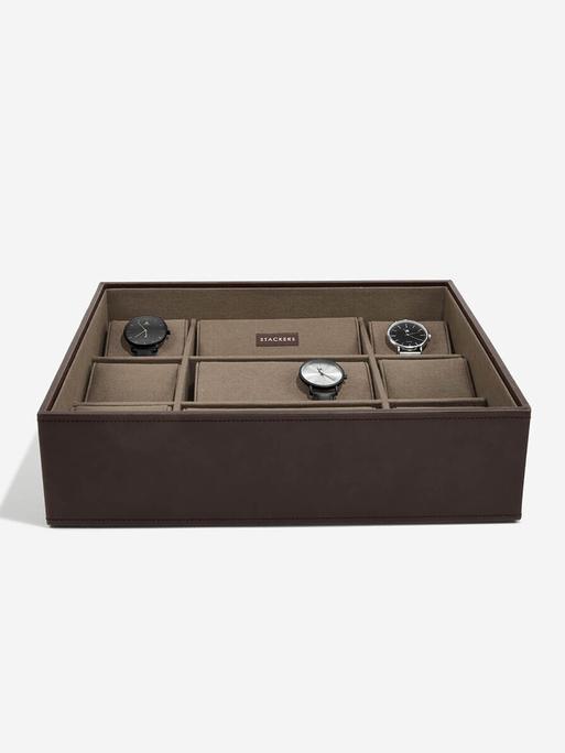 STACKER WATCHBOX 15 PC OPEN BROWN WITH KHAKI