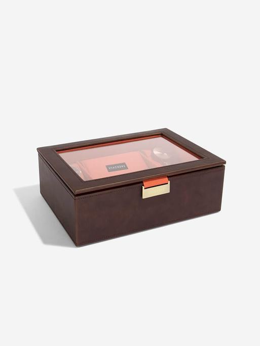 STACKER WATCHBOX 8 PC TOP BROWN / ORANGE