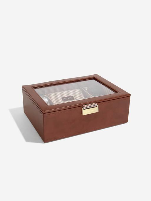 STACKER WATCHBOX 8 PC TOP TAN WITH CHECK