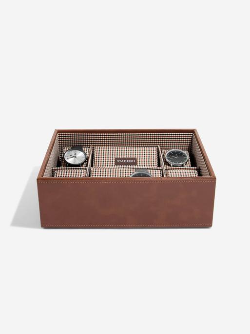 STACKER WATCHBOX 8 PC TAN WITH CHECK