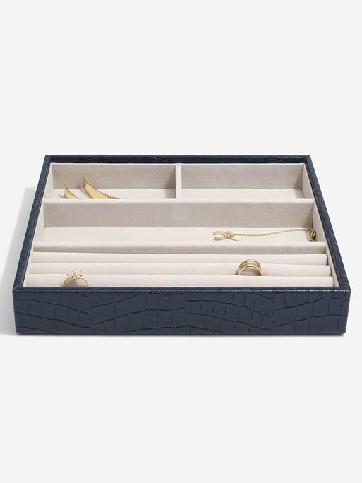 Szkatułka na biżuterię Stackers Croc 4 komorowa classic granatowa
