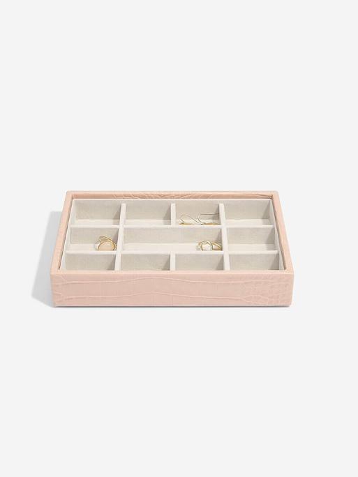 STACKERS PASTEL PINK CROC MINI 11 SECTION JEWELLERY BOX