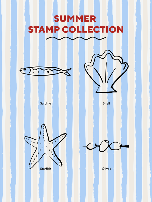 Oatmeal Medium Travel Jewellery Box Summer Stamp Edition
