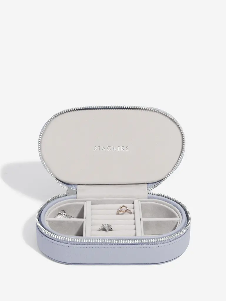Lavender Oval Zipped Jewellery Box