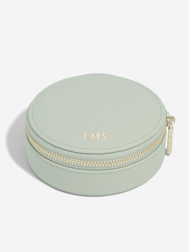 Sage Green Round Zipped Jewellery Box