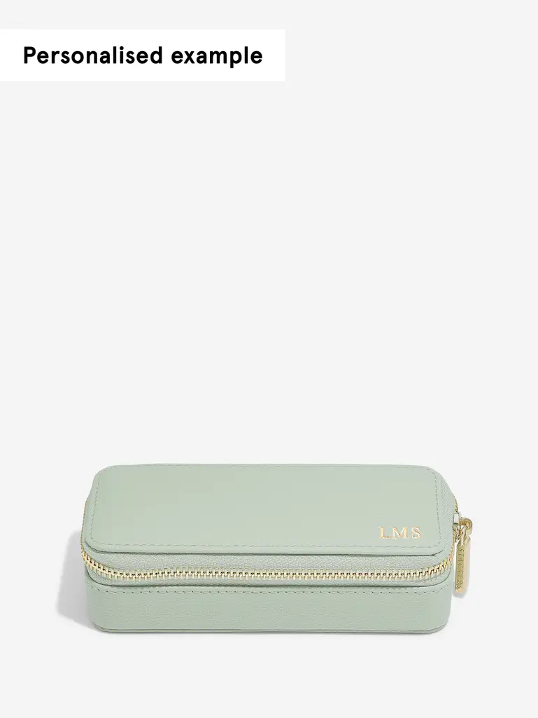 Sage Green Medium Zipped Travel Jewellery Box