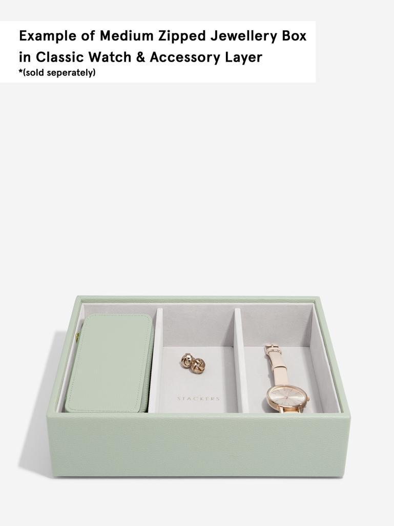 Sage Green Medium Zipped Travel Jewellery Box