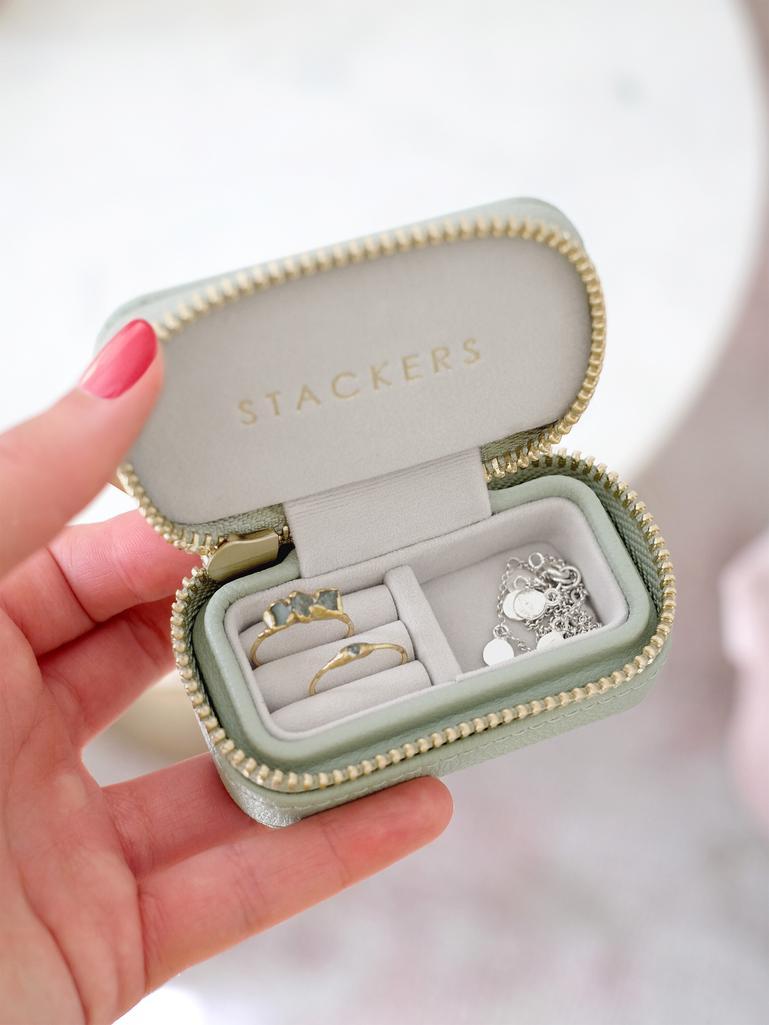Sage Green Petite Zipped Jewellery Box
