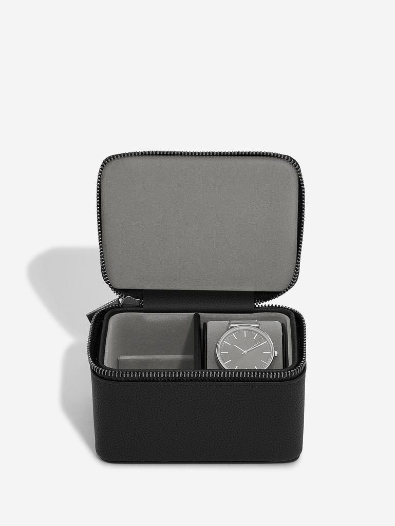 Pebble Black Watch & Cufflink Box