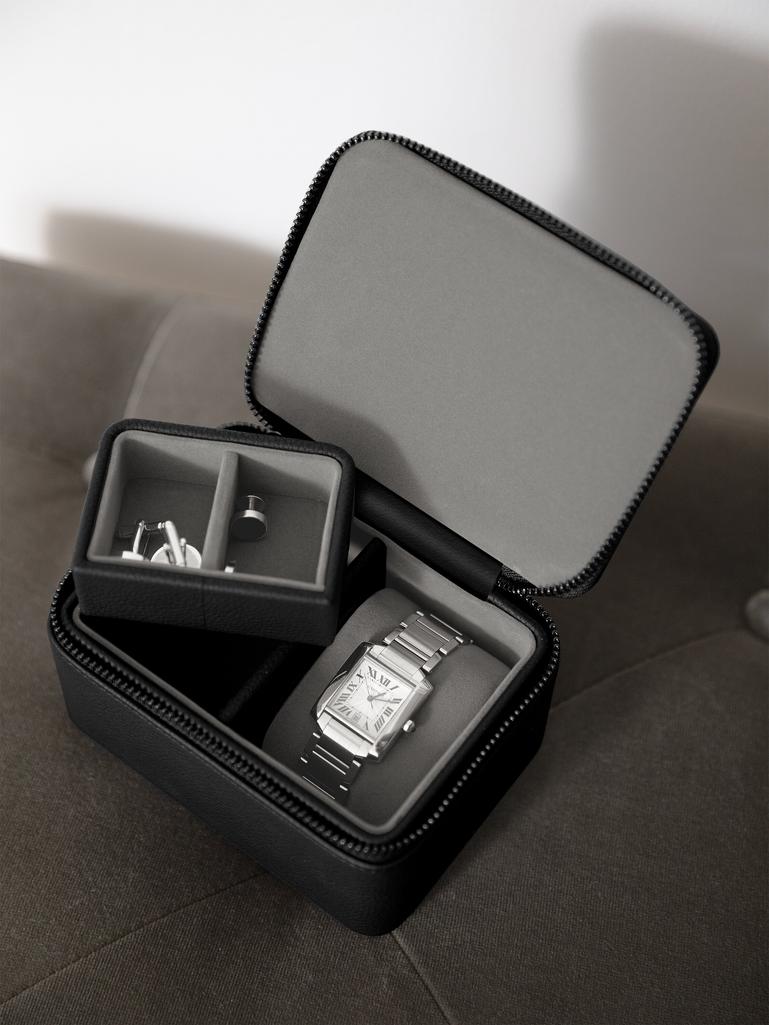 Pebble Black Watch & Cufflink Box