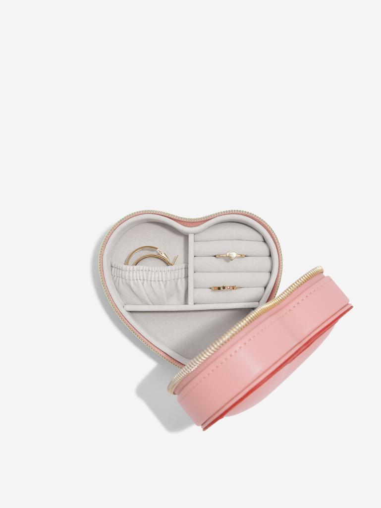 Pink Heart Travel Jewellery Box