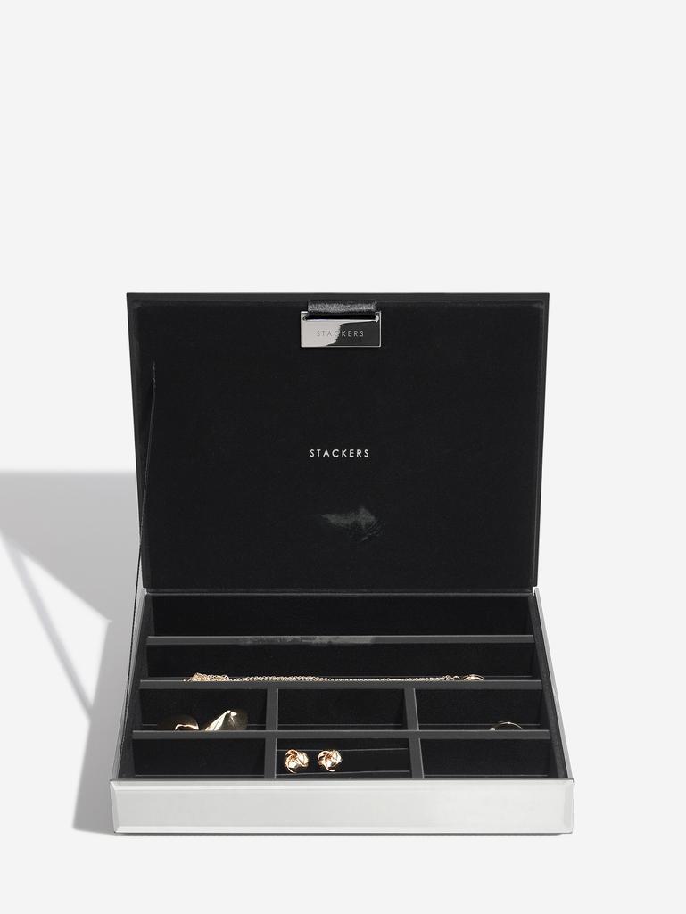 Graphite Glass Classic Jewellery Box Lid - Imperfect lining