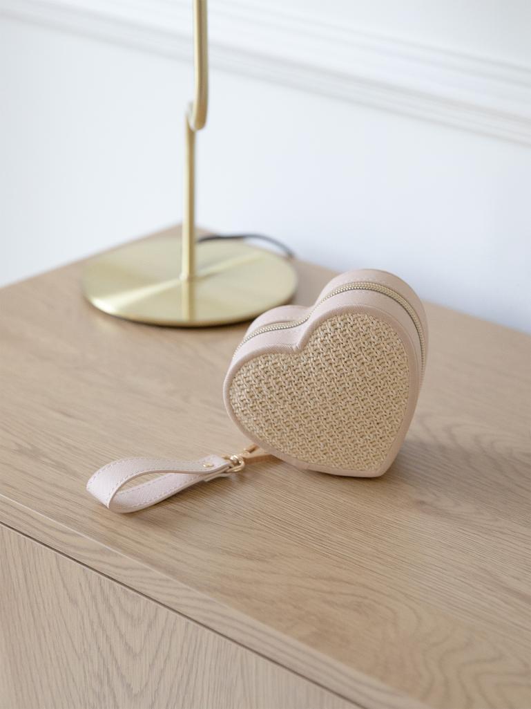 Blush Raffia Heart Jewellery Box