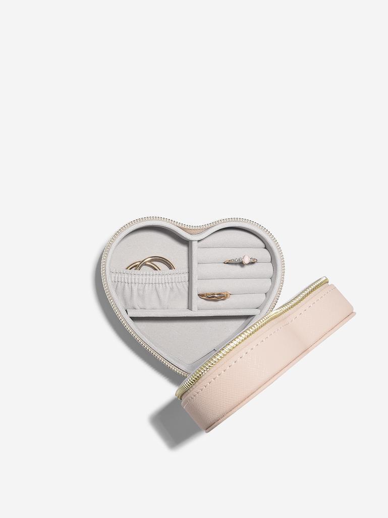 Blush Raffia Heart Jewellery Box