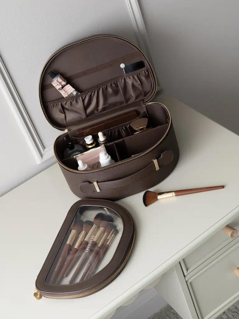 Brown Suedette Vanity Case