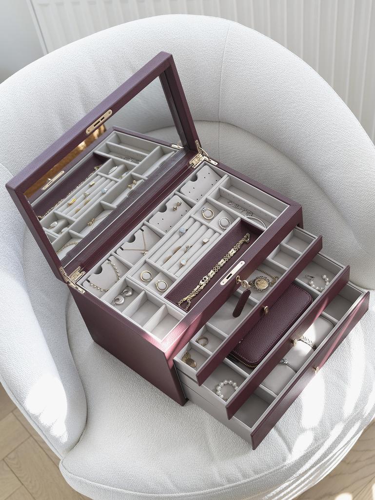 Burgundy Large Luxury Jewellery Box