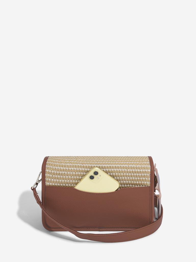 Tan Raffia Crossbody Bag