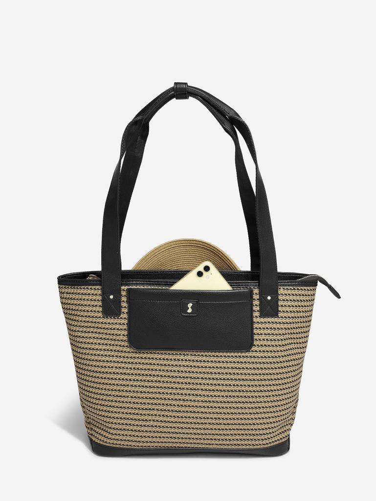 Black Raffia Tote Bag