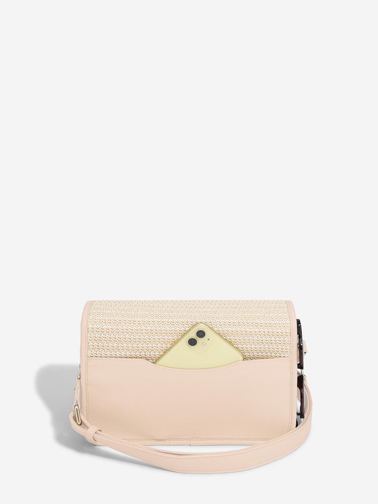 Blush Raffia Crossbody Bag