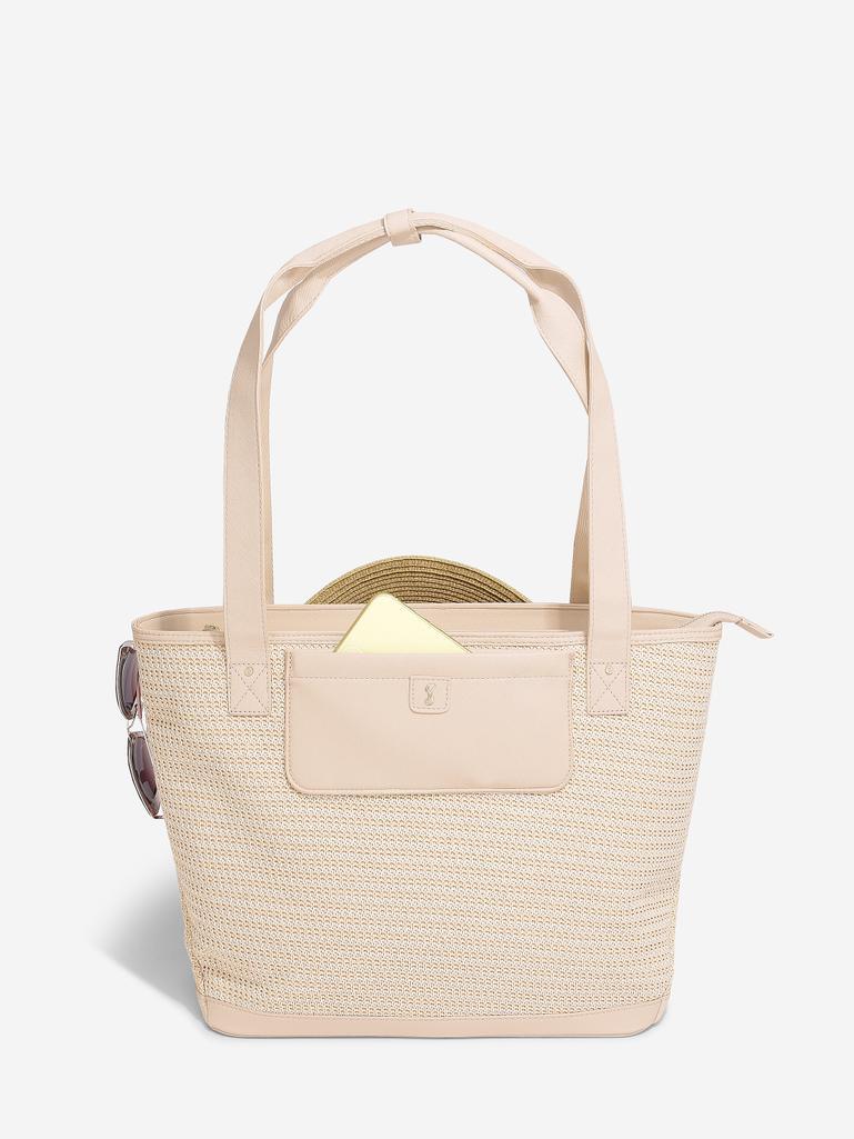 Blush Raffia Tote Bag