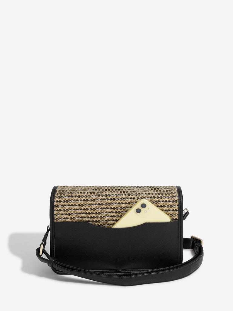 Black Raffia Crossbody Bag