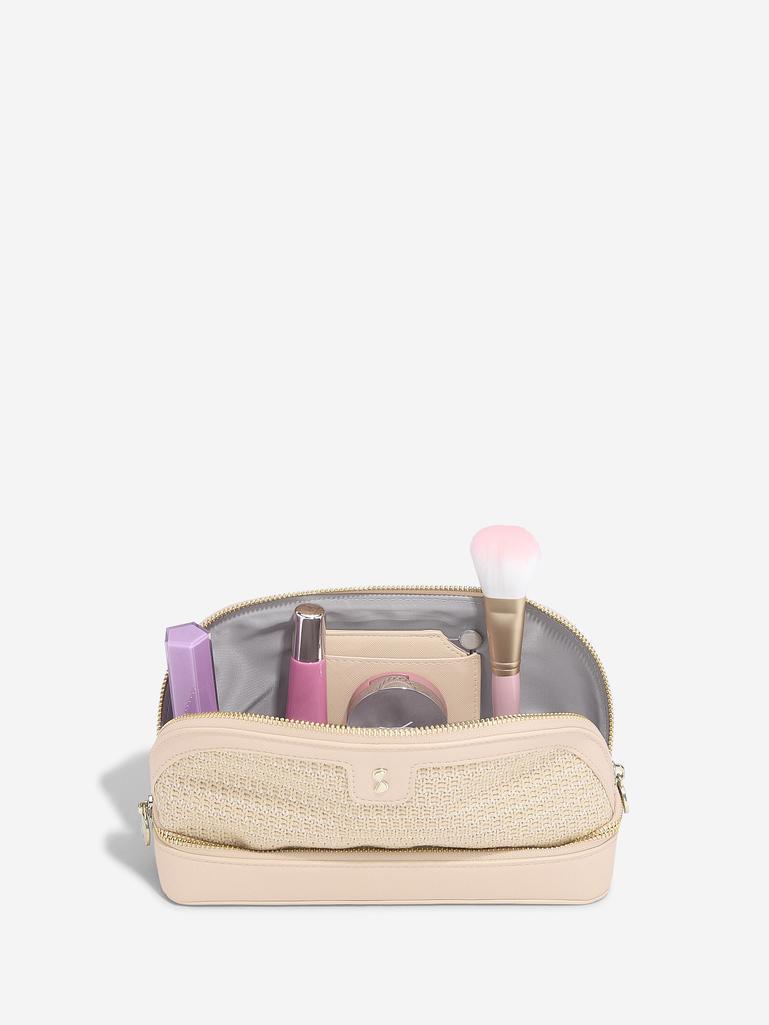 Blush Raffia Cosmetic Bag