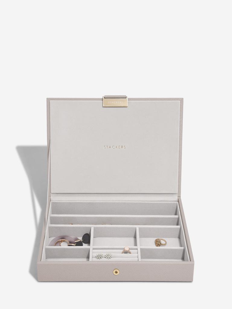 Taupe Raffia Classic Jewellery Box Lid